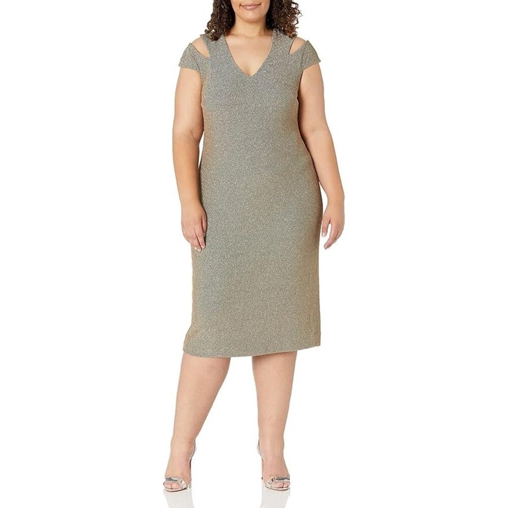 Dress The Population Size 2X Dress Bryce Stretch Knit Bodycon Midi Dress Sparkle